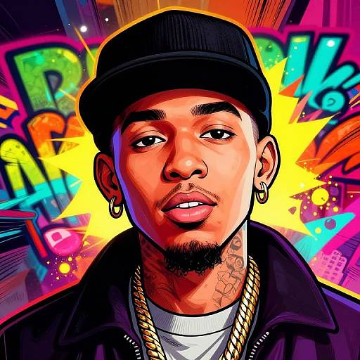 Vibrant Rapper Cartoon Portrait