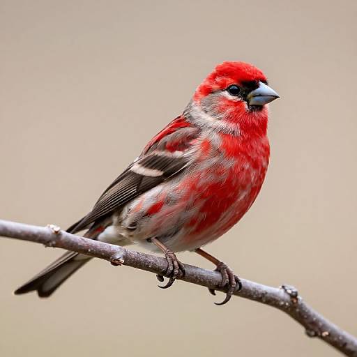 Vibrant Rosefinch on Slender Branch