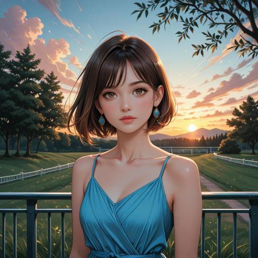 Young Woman at Sunset Portrait