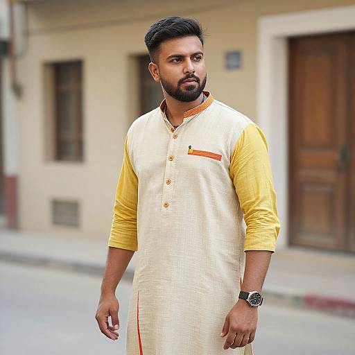 Bearded Man in Stylish Streetwear