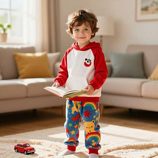 Playful Boy in Cozy Sunlit Room