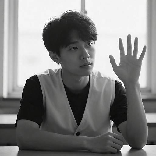 High-Contrast Portrait of Young Asian Man