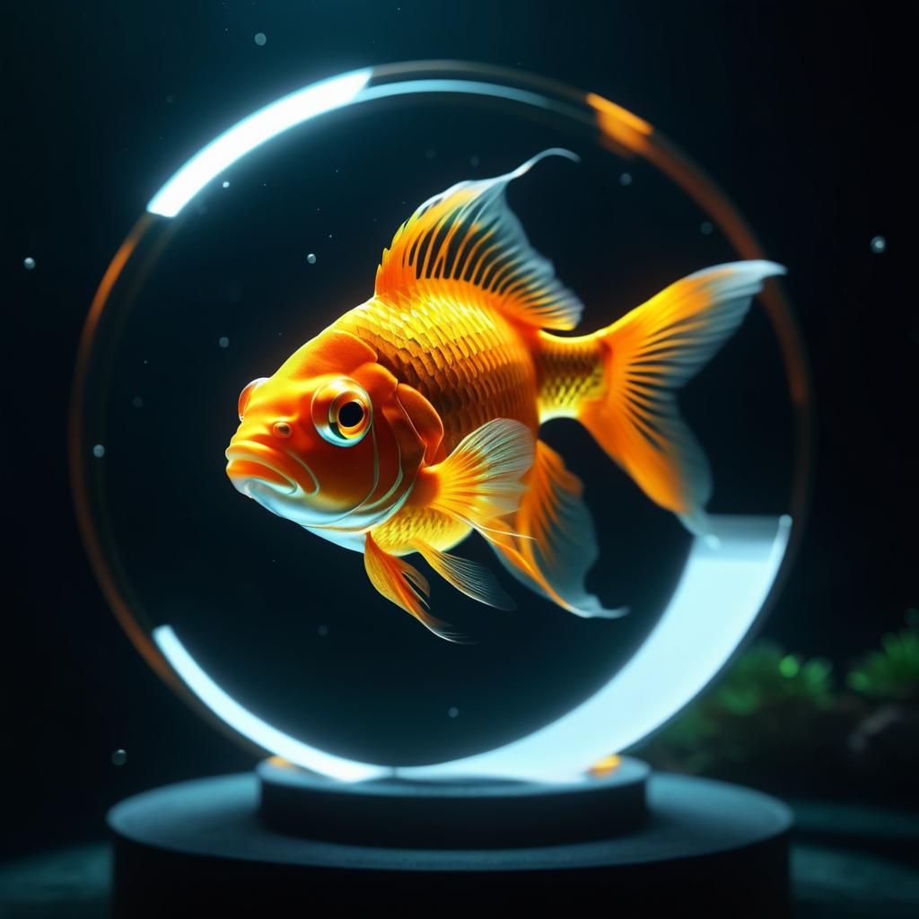 Cinematic Goldfish Portrait in Aquarium