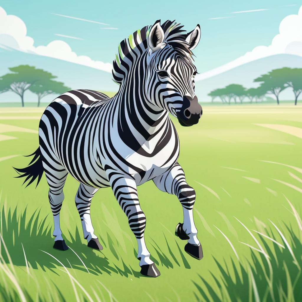 Kawaii Buff Zebra in Grassland