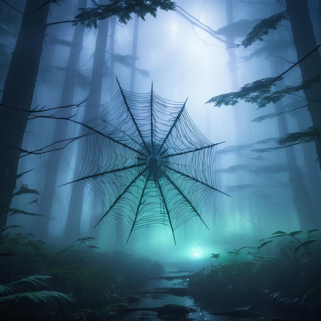 Eerie Forest with Giant Spider Art