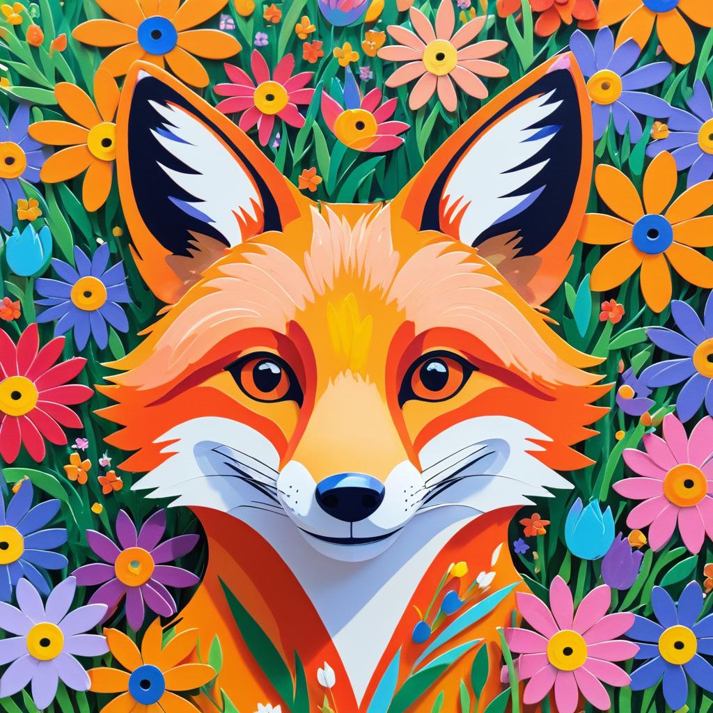 Vibrant Fox Portrait in Pop Art Style