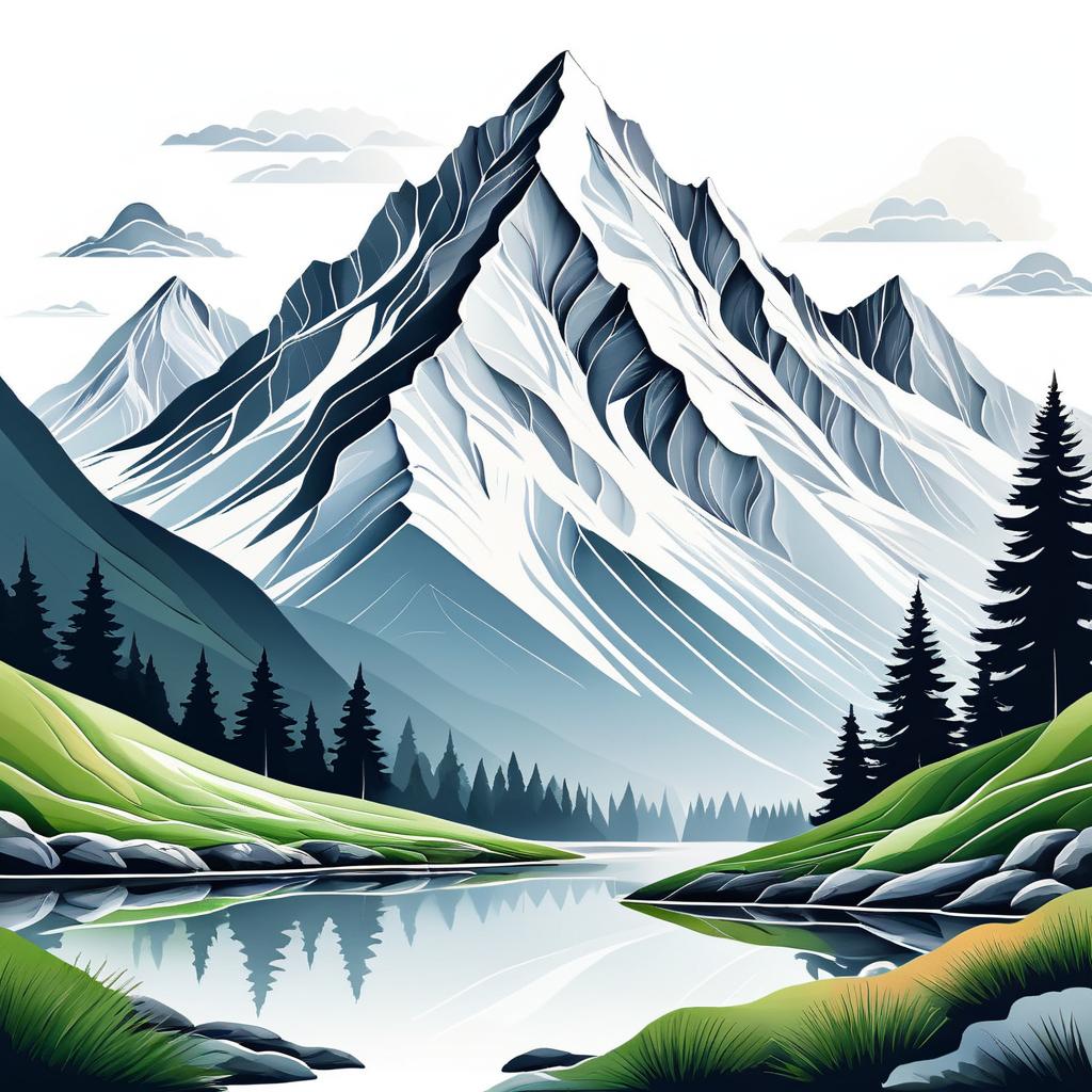 Minimalist Mountain Landscape Illustration