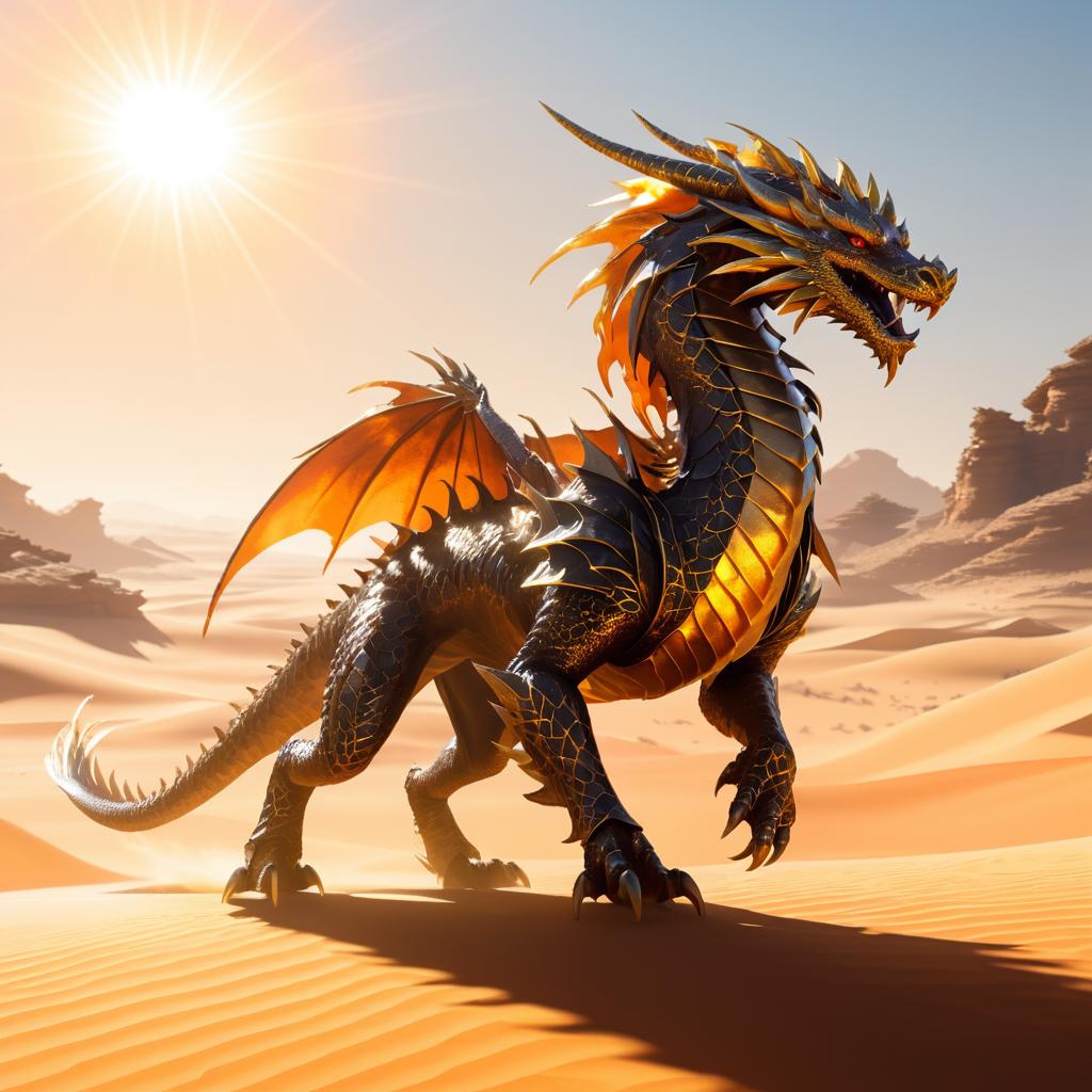 Fierce Dragon Spirit in Desert Landscape