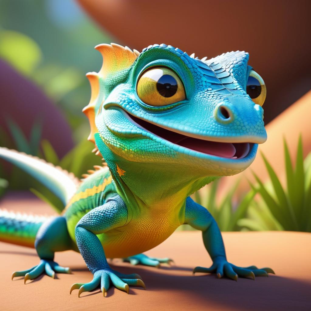 Cheerful Lizard Cartoon Character Design