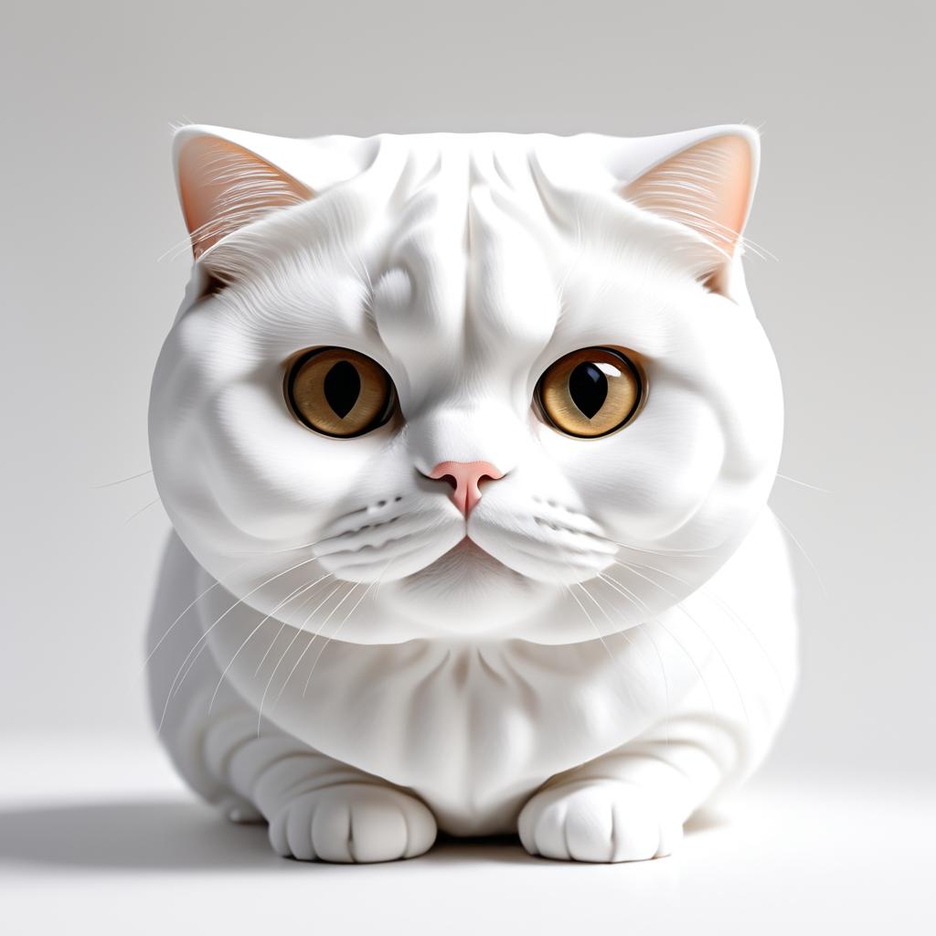 Realistic Portrait of a Scottish Fold Cat