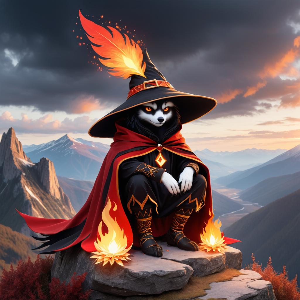 Charming Fire Spirit on Mountain Summit