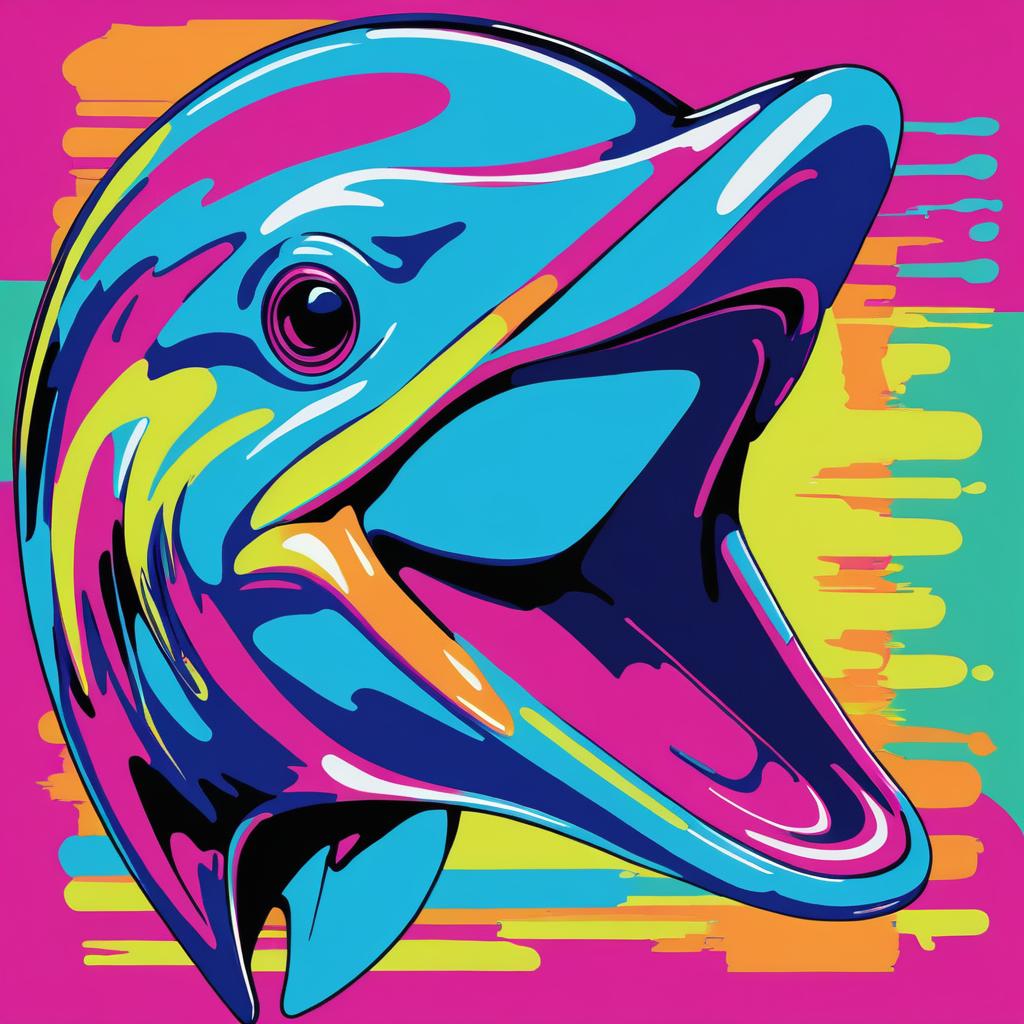 Dolphin Head in Warhol's Pop Art Style