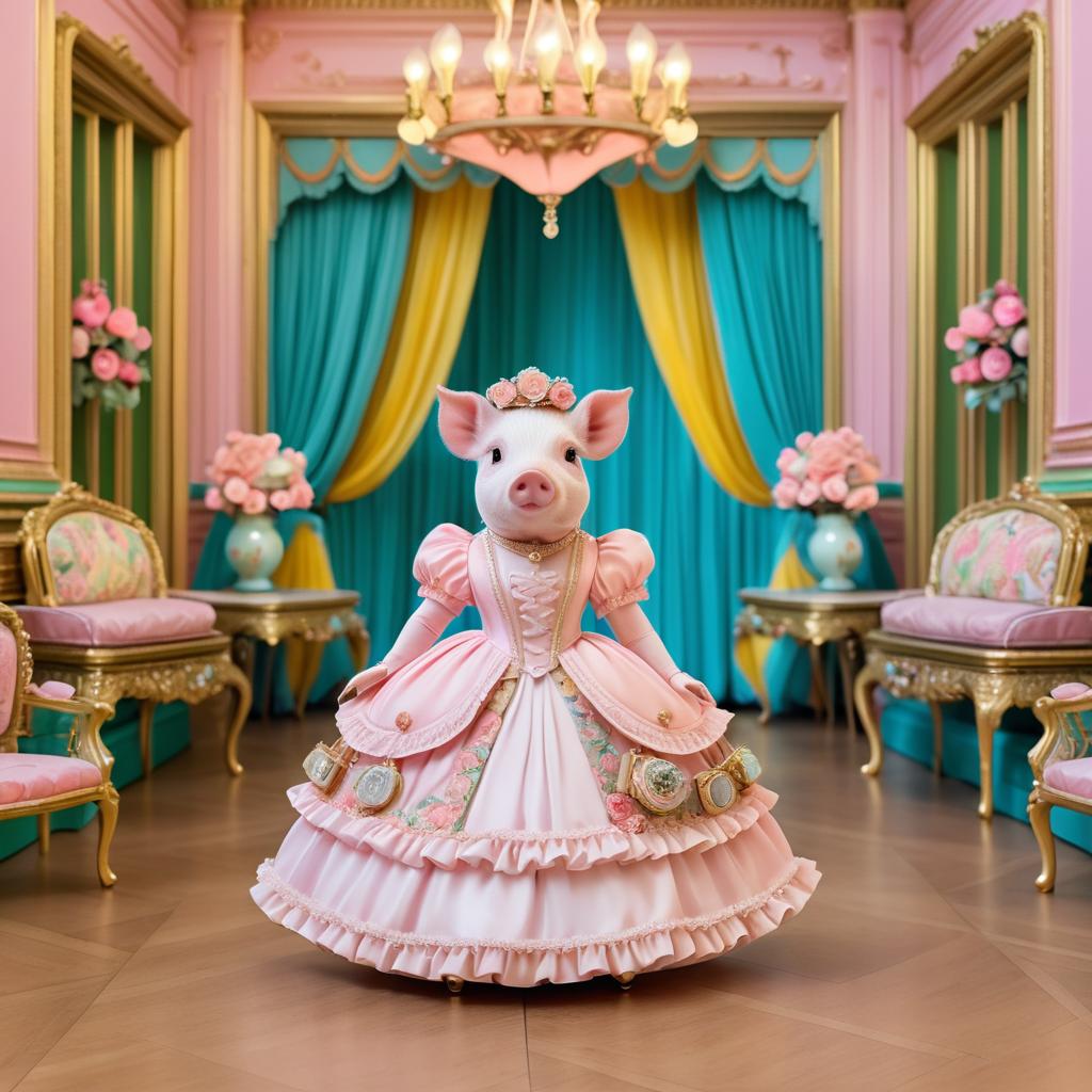 Charming Pig in Victorian Ballroom Scene