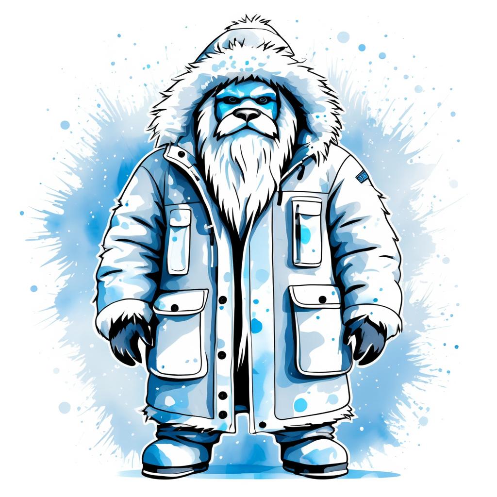 Minimalist Yeti: Vintage Clipart Style