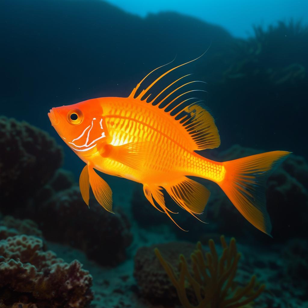 Glowing Orange Hackfish in Water