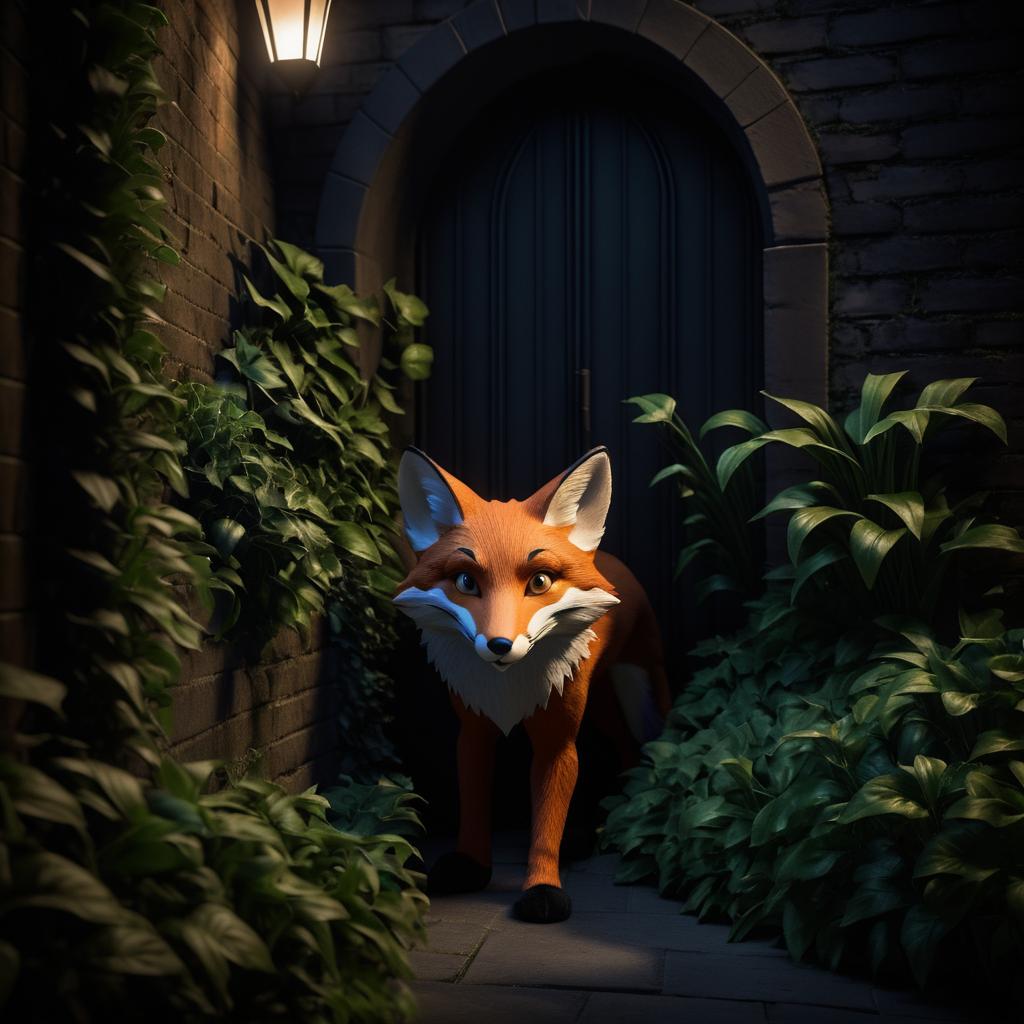 Dramatic Sly Fox in Dark Alley