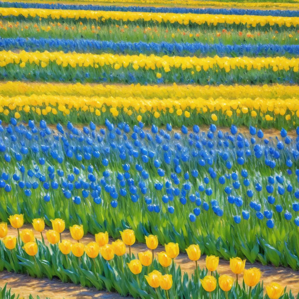 Impressionist Tulip Fields in Soft Colors