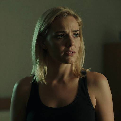 Dramatic Portrait of Concerned Blonde Woman