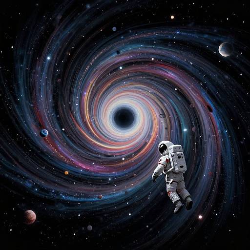 Whimsical Astronaut in Cosmic Maelstrom