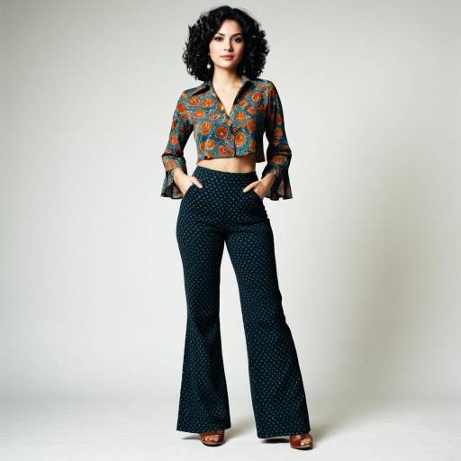 70s Style Woman in Patterned Outfit