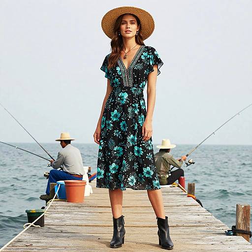 Boho-Chic Woman at Fishing Pier
