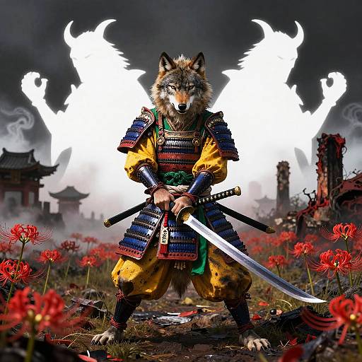 Lone Samurai Wolf Demon Slayer