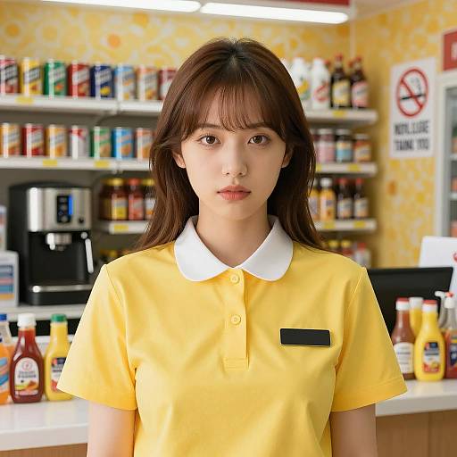 Friendly Store Attendant in Bright Setting