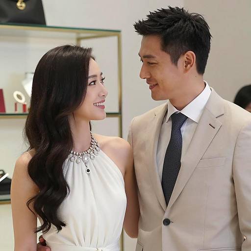 Elegant Couple Smiling Indoors