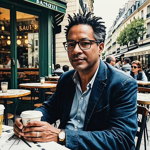Man at Parisian Café Terrace