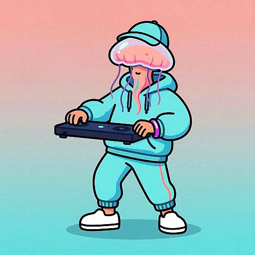 Bioluminescent Jellyfish Beatmaker Illustration