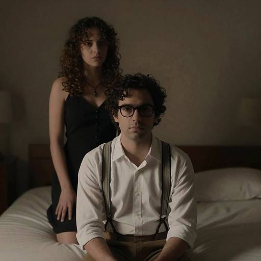 Intimate Portrait in Dimly Lit Room