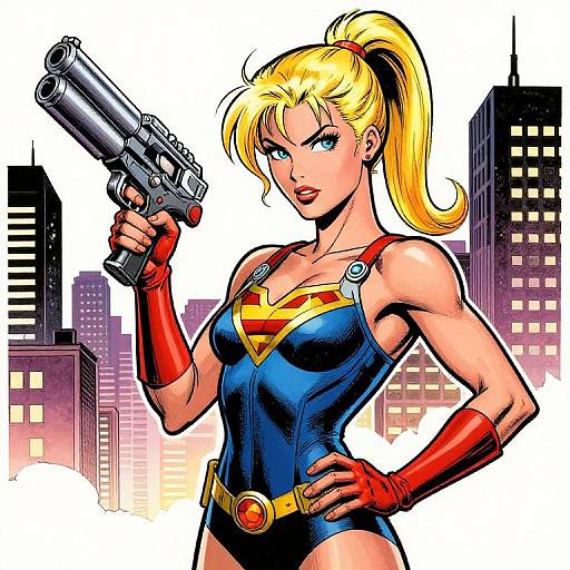90s Comic Style Female Superhero