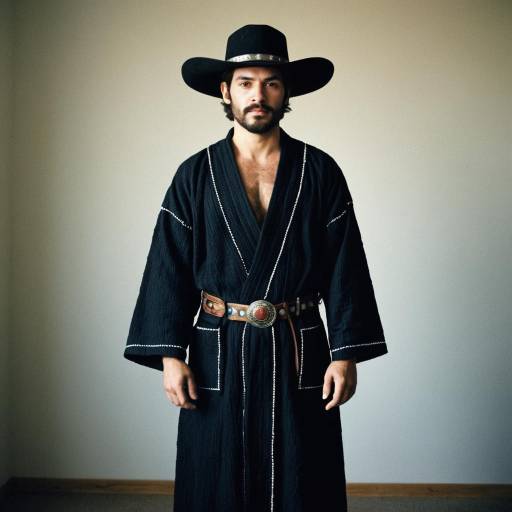 Man in Black Cowboy Robe Costume