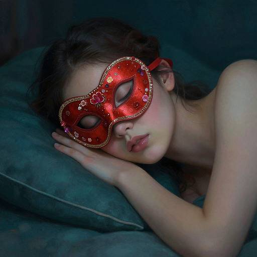 Serene Woman with Floral Heart Mask