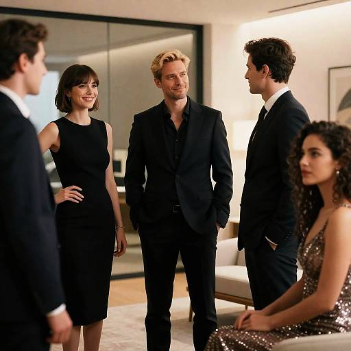 Group of Elegant People in Modern Room