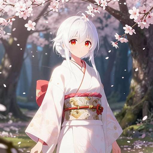 Ethereal Anime Girl in Mystical Forest