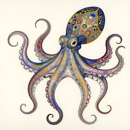Intricate Octopus Pen and Ink Art