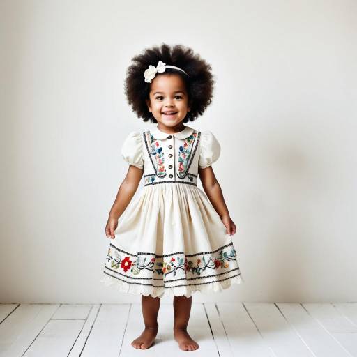 Smiling Toddler Girl in Embroidered Dress