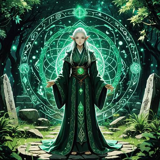 Ethereal Elven Mage in Enchanted Setting