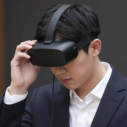 Young Man Wearing VR Headset