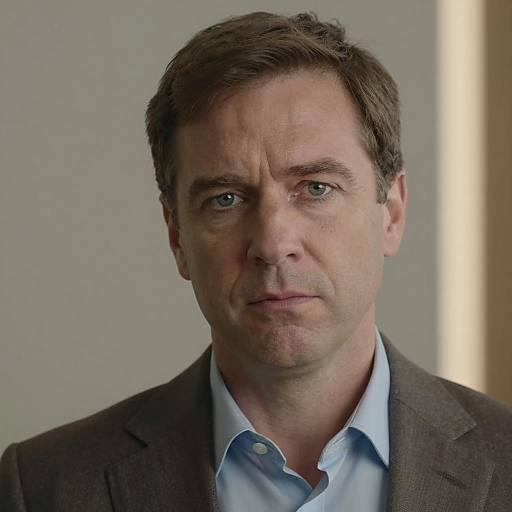 Serious Middle-Aged Man in Brown Suit