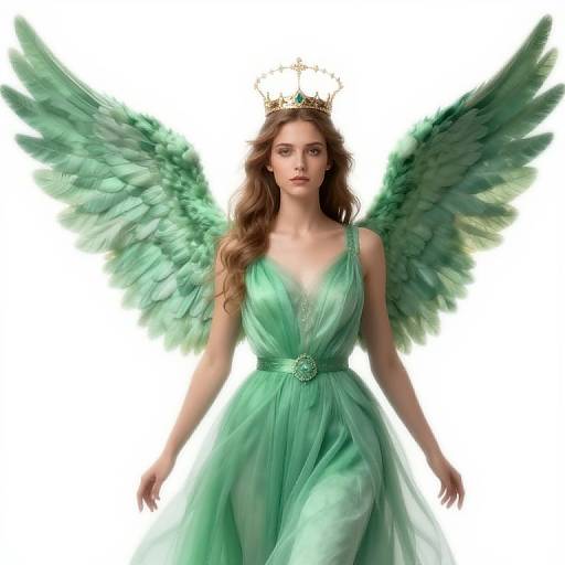 Female Angel with Green Wings