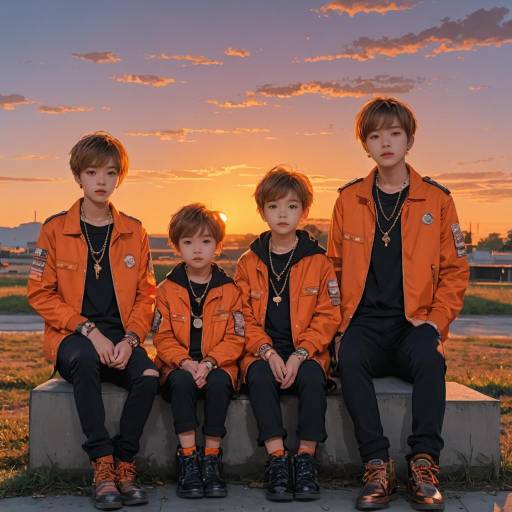 Boys and Girl at Sunset with Jewelry