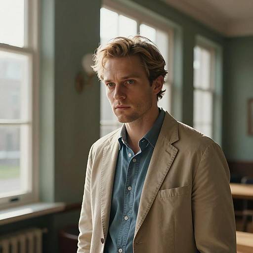 Intense Portrait in Dimly Lit Room