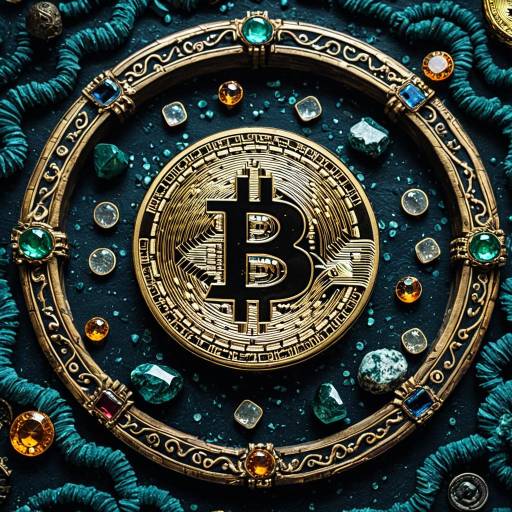 Bitcoin Logo as Ancient Artifact with Precious Stones