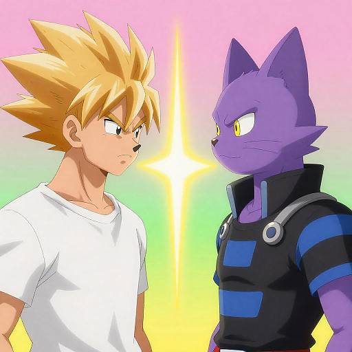 Dynamic Anime Duel with Energy Flare