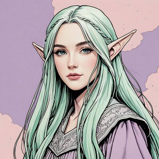 Serene Elf with Silvery Blonde Hair Illustration