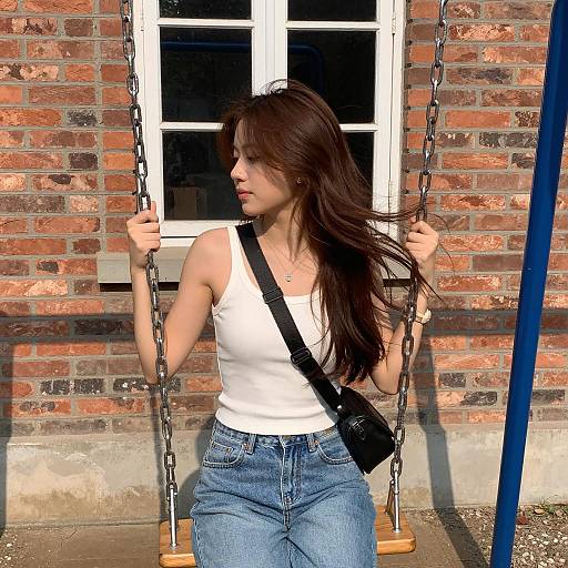 Young Woman Swinging Outdoors