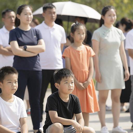Vibrant Outdoor Gathering with Asian Families