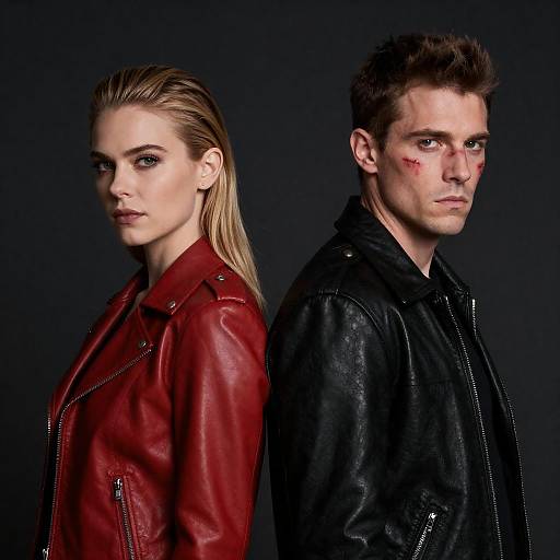 Dynamic Duo in Leather Jackets